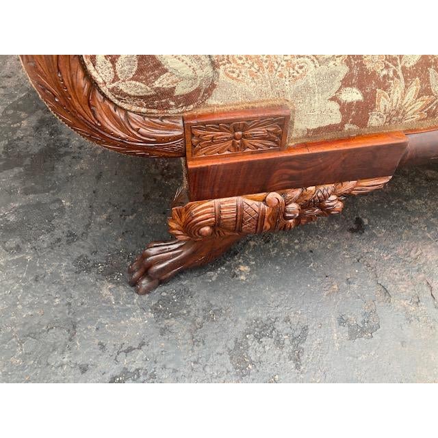 Brown 1875 Victorian Couch Made in the Us Hand Carved Walnut For Sale - Image 8 of 12