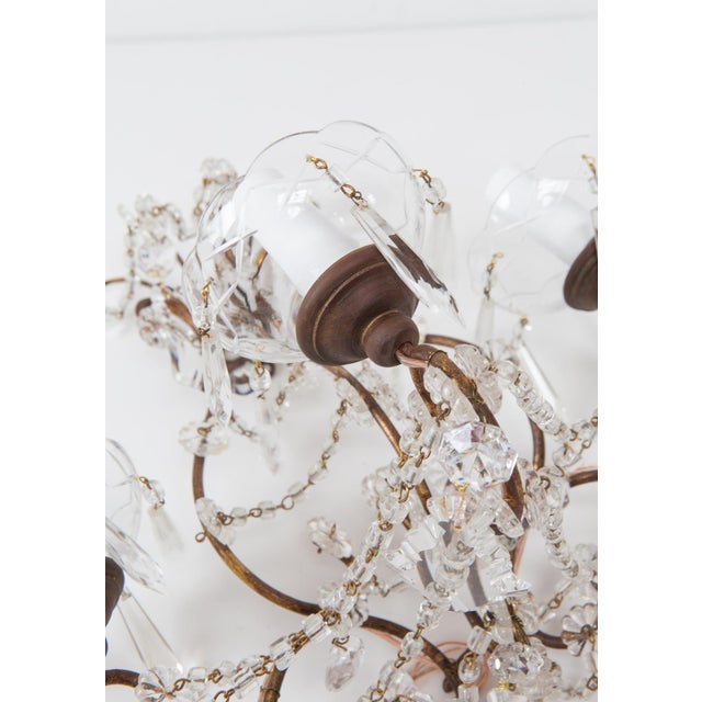 Large Italian Wall Sconce in Iron and Crystal Chains, 1950 For Sale - Image 4 of 5