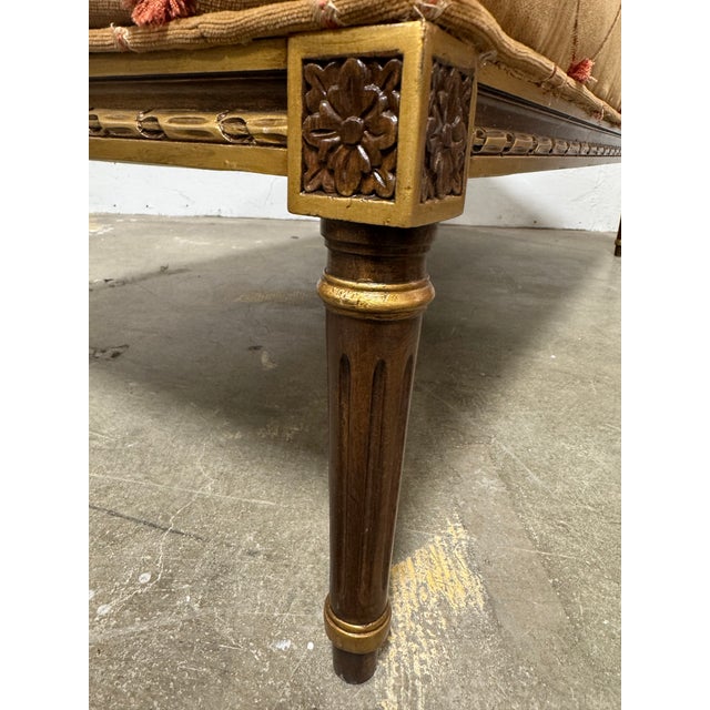 Louis XVI Style Neoclassical Gilt Wood Upholstered Bench Ottoman For Sale In Atlanta - Image 6 of 7