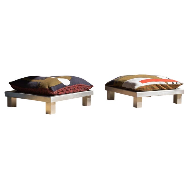 Set of Aluminum Ottomans by Mylene Niedzialkowski For Sale