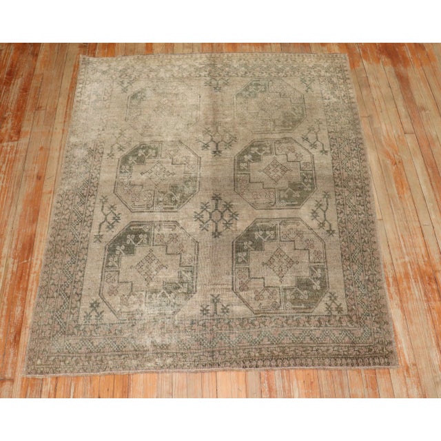 Traditional Antique Zabihi Collection Tribal Square Ersari Rug For Sale - Image 3 of 9