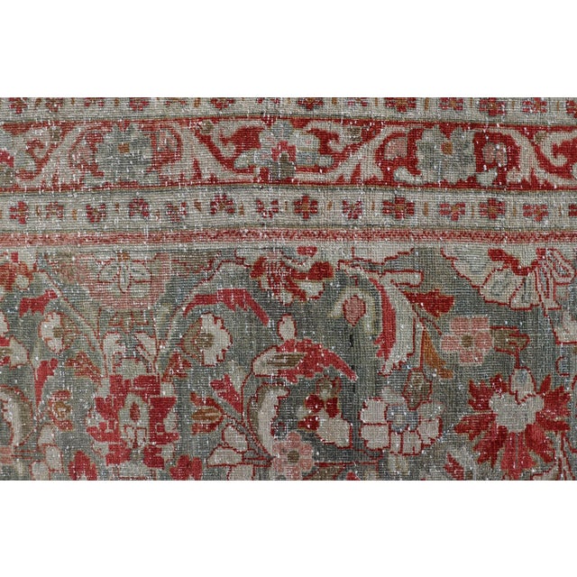 Measures: 5'2 x 11'2 Antique Persian Mahal Gallery Rug with Soft Blue Ground and Red Allover Design. Keivan Woven Arts/...