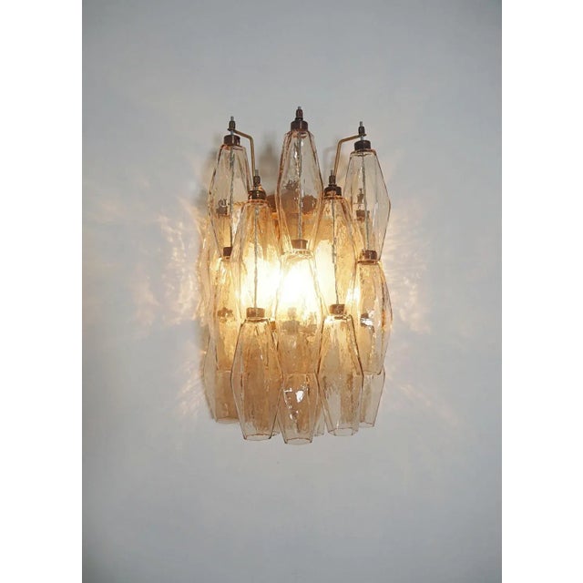 Pair of Murano Italian Poliedri Smoked Glass Wall Sconces For Sale - Image 9 of 11