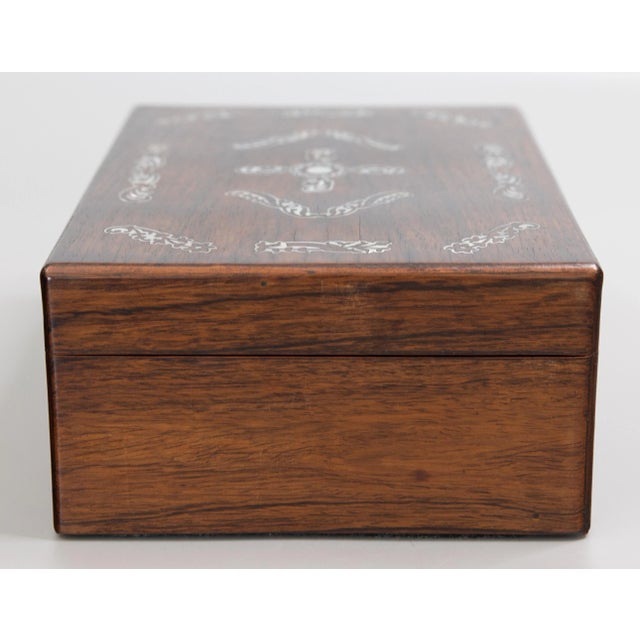 Wood 19th Century English Rosewood & Mother of Pearl Jewelry Box For Sale - Image 7 of 12