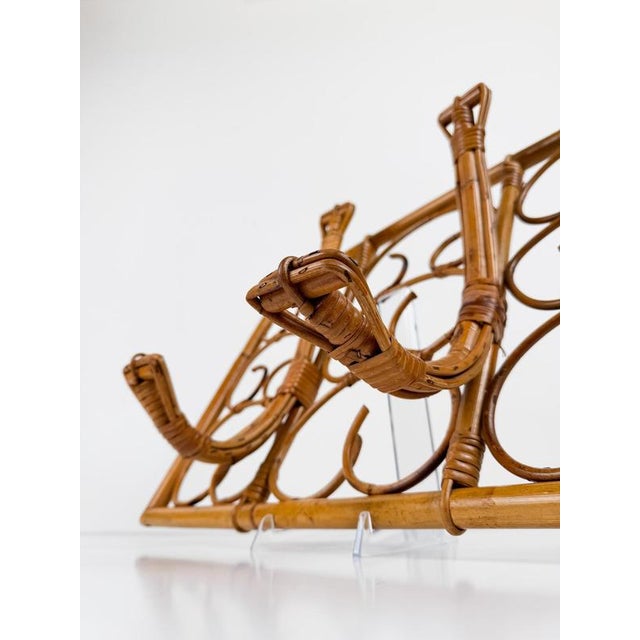 Mid-Century Italian Modern Cane, Rattan and Bamboo Wall-Mounted Coat Rack, 1960s For Sale - Image 11 of 18