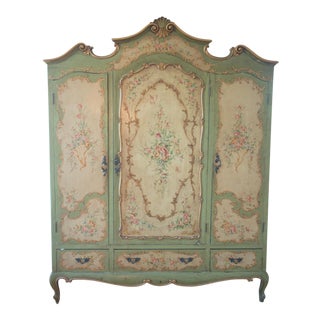 Antique Hand-Painted French Armoire For Sale