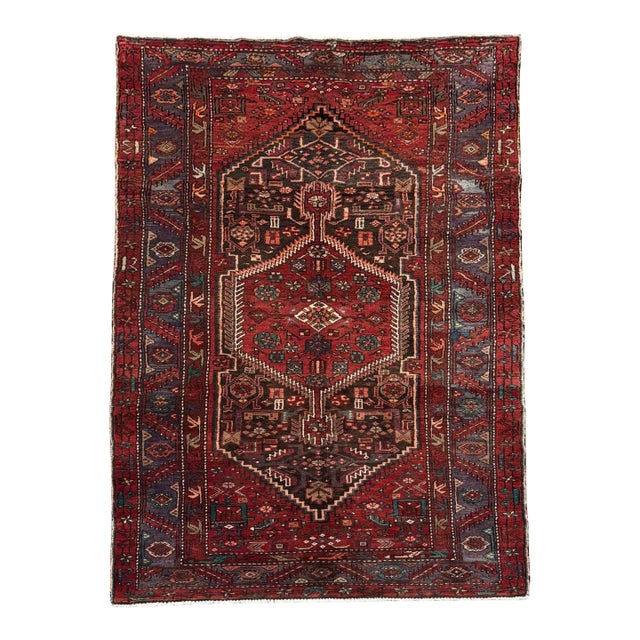 Antique Persian Hamedan Hand-Knotted Runner 4'10" X 9'2" For Sale