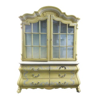 Drexel French Country Yellow China Cabinet For Sale