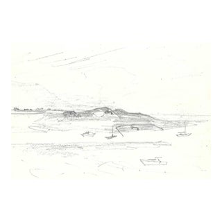 1986 Welsh Coastal Landscape Drawing by Robert Angeloch For Sale