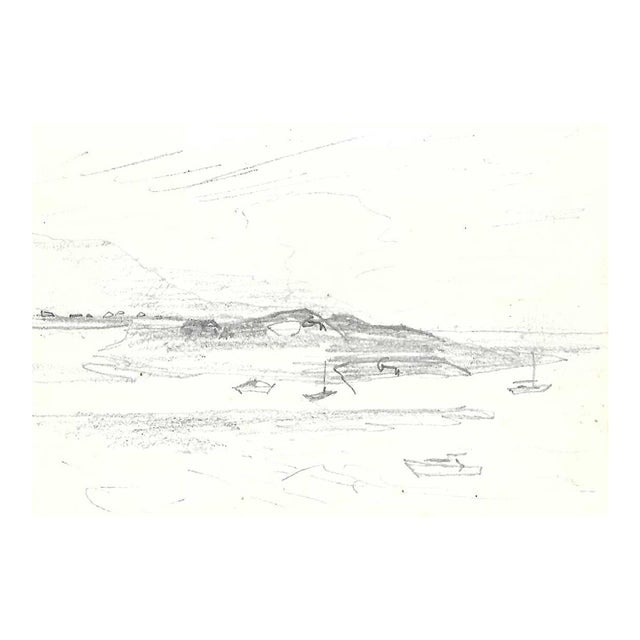 1986 Welsh Coastal Landscape Drawing by Robert Angeloch For Sale