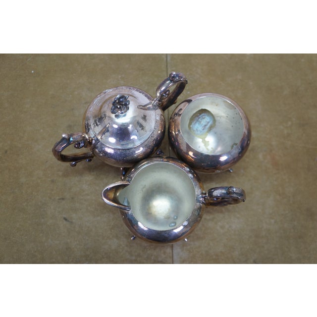 Silver Vintage Birmingham Silver Co Plated Tea Set Tilting Kettle Sugar Creamer - 5 Pieces For Sale - Image 8 of 18