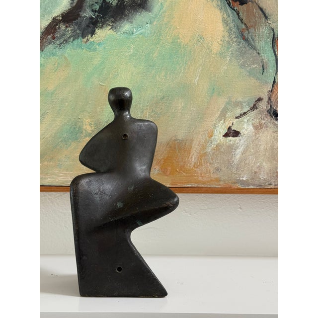 Fantastic mid 20th c. bronze modernist sculpture of a pierced abstract figure. 9.5” tall. From the estate of Geo...