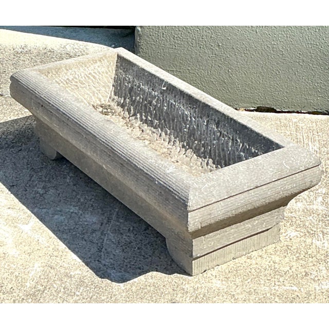 Vintage Carved Stone Engraved Planter For Sale In West Palm - Image 6 of 12