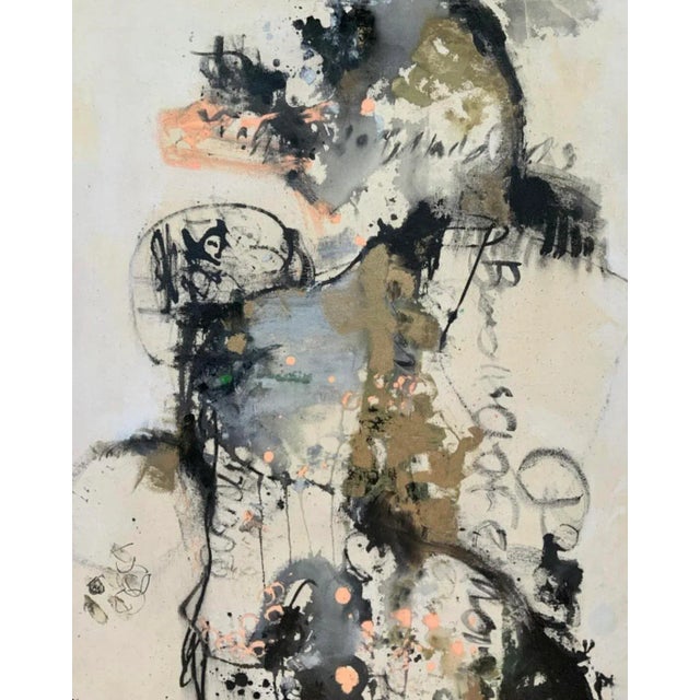 2020s "Wildhorse" — Large Vertical Abstract Painting in Black & Gold, Framed, 28" X 58" For Sale - Image 5 of 9