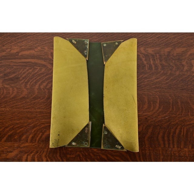 Marshall Field & Co. Antique Viking Bronze Blotter Corners With Leather Desk Blotter, Circa 1910 For Sale - Image 10 of 13