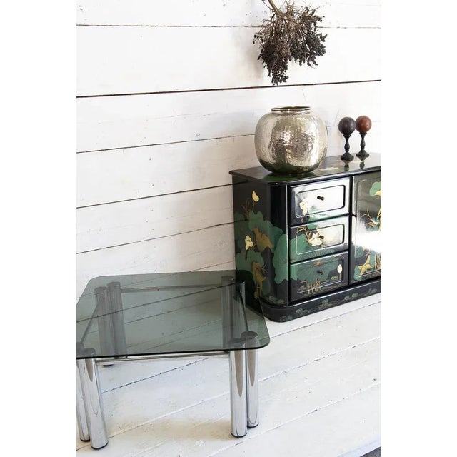 Smoked Glass and Steel Coffee Table, 1970s For Sale - Image 10 of 11