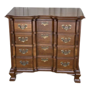 Classic Solid Cherry Wood Block Front Chippendale Style Bachelor's Chest of Drawers With Four Drawers by Maddox Furniture