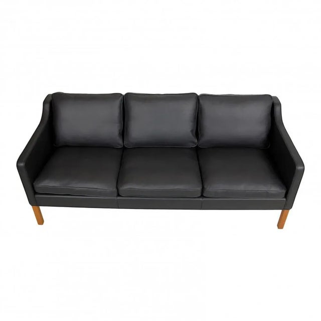 2000 - 2009 Model 2323 3-Seater Sofa in Black Bison Leather by Børge Mogensen for Fredericia For Sale - Image 5 of 10