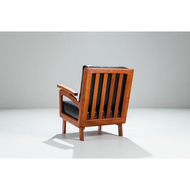 Belgian Lounge Chairs in Oak with Leather Cushions, 1960s, Set of 2 For Sale - Image 10 of 17