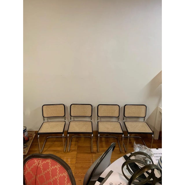 Set of 4 Cesca Marcel Breur Style Side Chairs-Chrome and Black For Sale In Chicago - Image 6 of 12