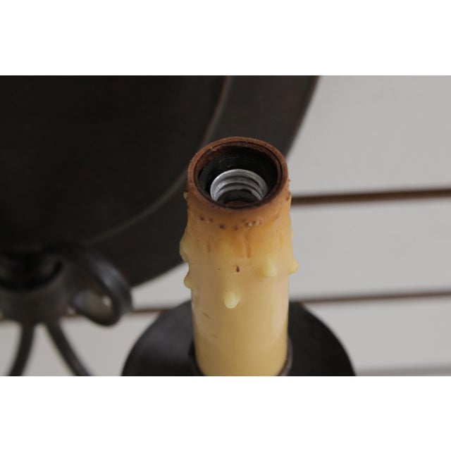 Bronze 1990s Oval Metal Flemish Double Arm Sconces - a Pair For Sale - Image 8 of 11