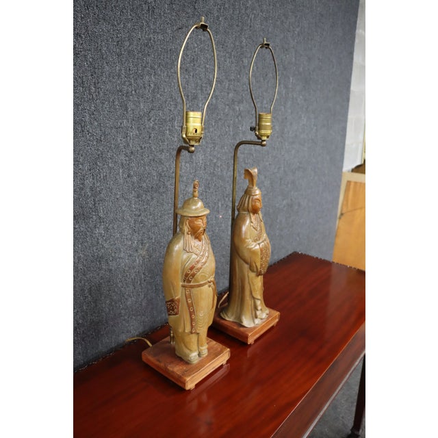 Chinese Pine & Mahogany Carved Lamps For Sale - Image 4 of 8