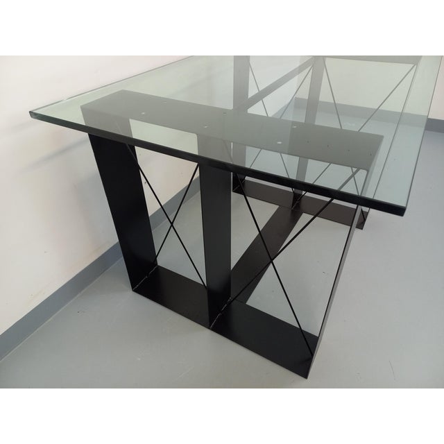 Vintage Rectangular High Table in Glass and Black Metal, 1980s For Sale - Image 8 of 18