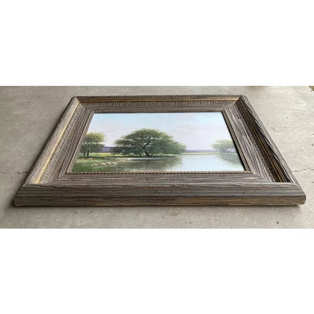 Wood 1970s Charles Summey Original Landscape Oil Painting on Canvas, Framed For Sale - Image 7 of 8