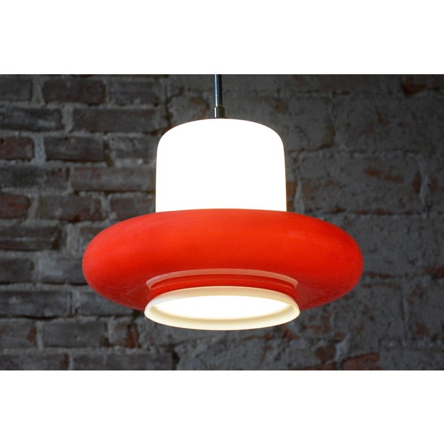 Mid-Century Czech Red Glass Pendant Light attributed to Napako, 1960s For Sale - Image 9 of 11
