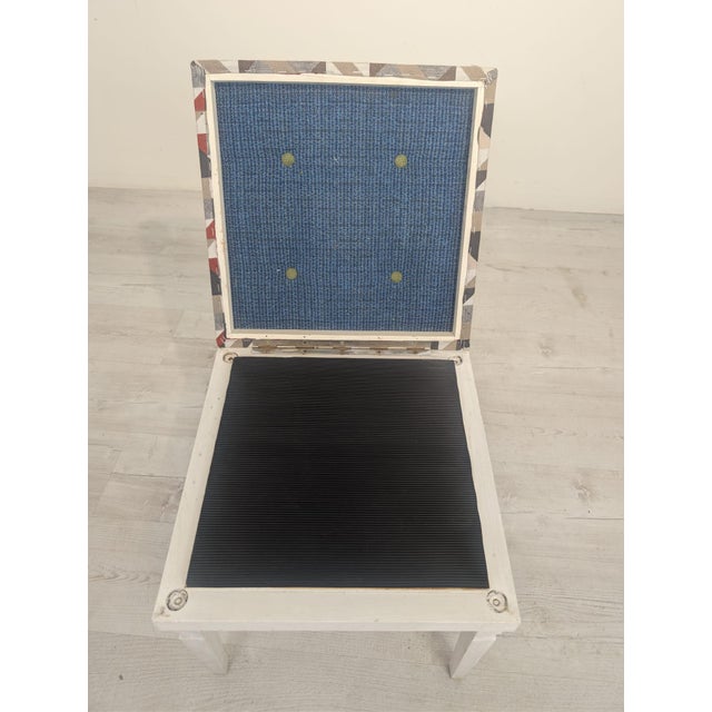 Pouf with Ladder in Grey and Brown For Sale - Image 10 of 13