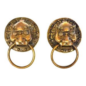 Pair Large Bronze Warriors Door Knockers 8.25"
