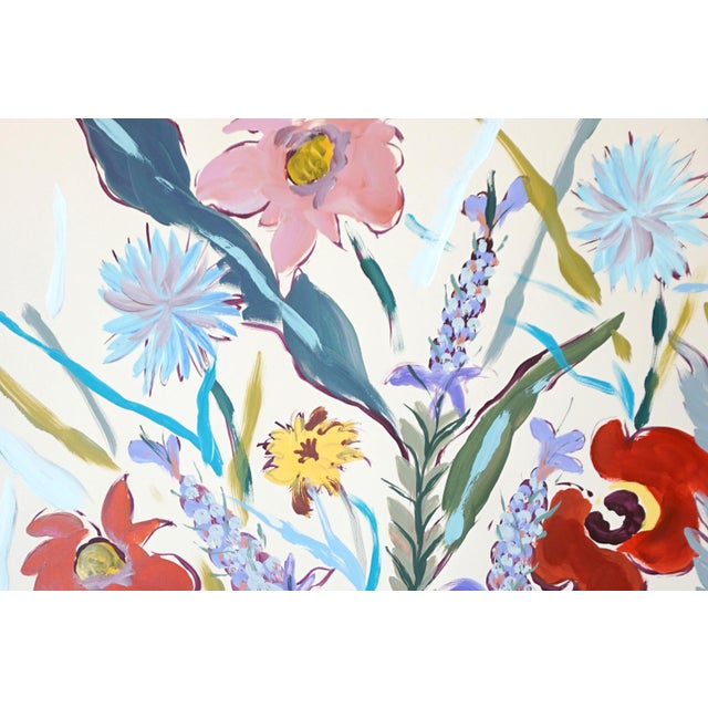 Red 2025, Illustrative Floral Painting, Large Diptych of Poopies and Wildflowers, Acrylic Paint on Watercolor by Romina Milano For Sale - Image 8 of 10