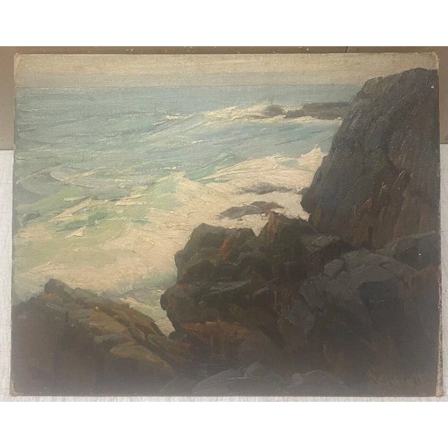 Original gustave cimiotti jr (1875-1969) 'at bald hill cliff' york maine painting this is just a great original piece....