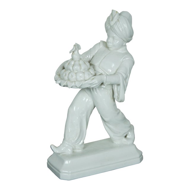 1930s Hugo Meisel German Schwarzburger Porcelain Man With Fruit Figurine For Sale