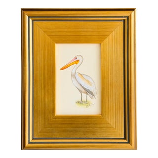 Original Hand-Painted Pelican Painting, Framed For Sale