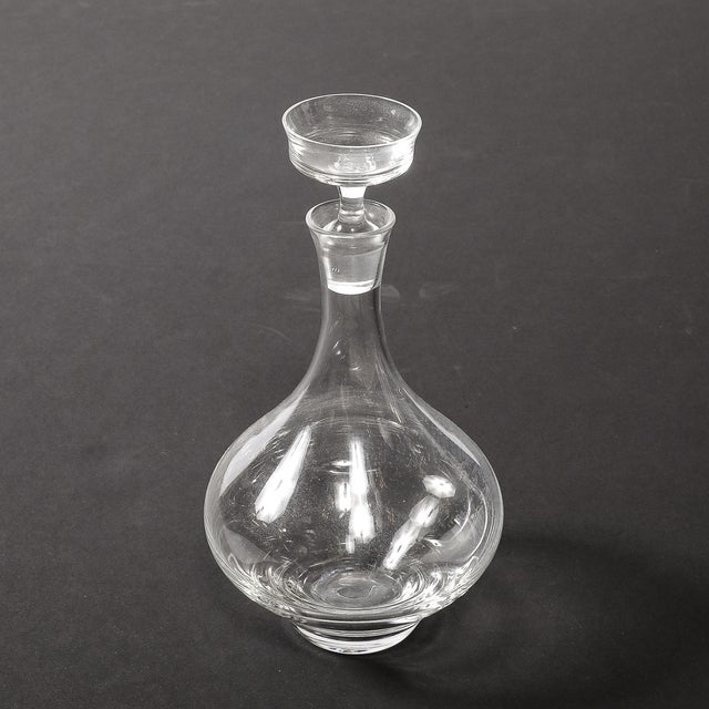 1960s Mid-Century Modernist Sculptural Crystal Decanter With Basin Form Stopper For Sale - Image 5 of 16
