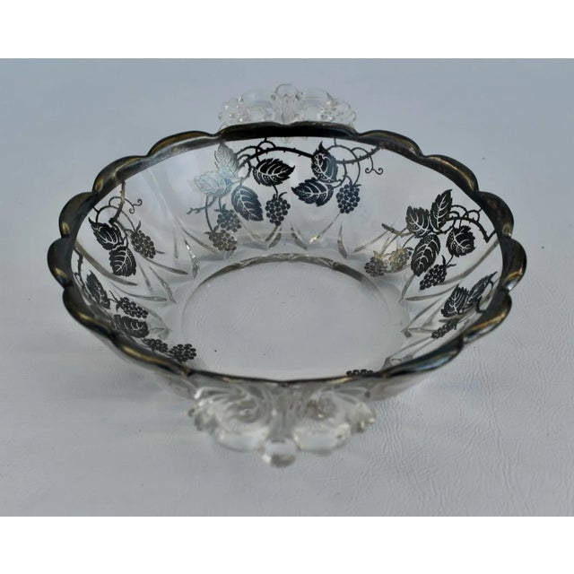 Vintage Art Nouveau Decorative Bowl W/Silver Overlay & Handles For Sale - Image 9 of 12