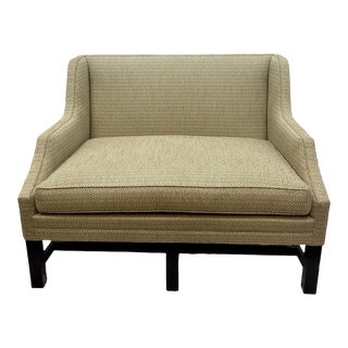 Vintage Hickory Chair Chippendale Style Geometric Print Upholstered Settee For Sale