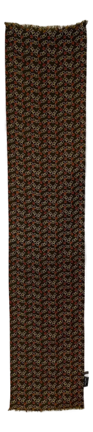 Celine Vintage Kaki Silk Long Scarf