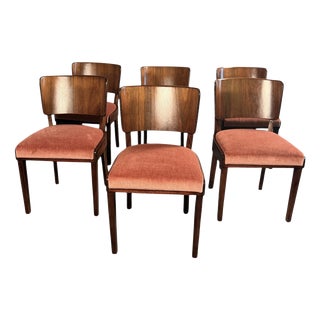 German Dining Chairs in Walnut, 1940s, Set of 6 For Sale