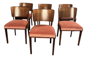 German Dining Chairs in Walnut, 1940s, Set of 6