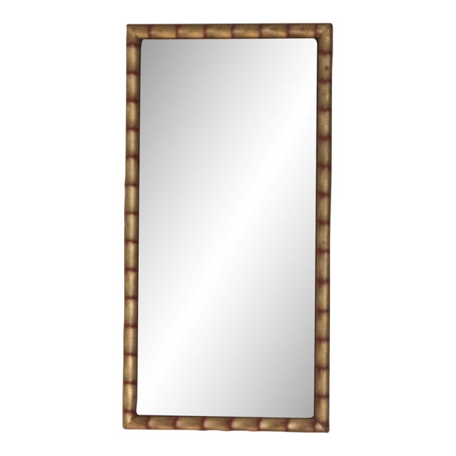 Faux Golden Bamboo Framed Mirror For Sale
