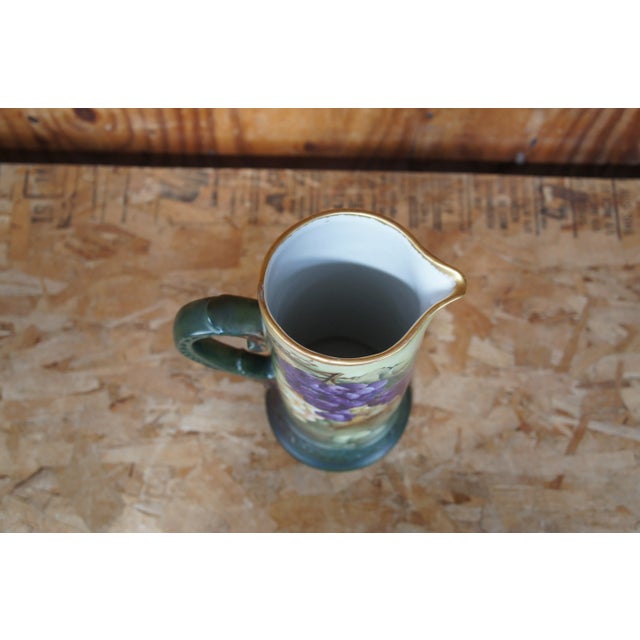 Early 20th Century Antique Delinieres & Co. French Limoges Hand Painted Wine Pitcher Tankard Grapes For Sale - Image 4 of 13