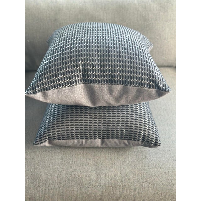 Square Romo Fabric Geometric Decorative Pillows - Pair For Sale In New York - Image 6 of 6