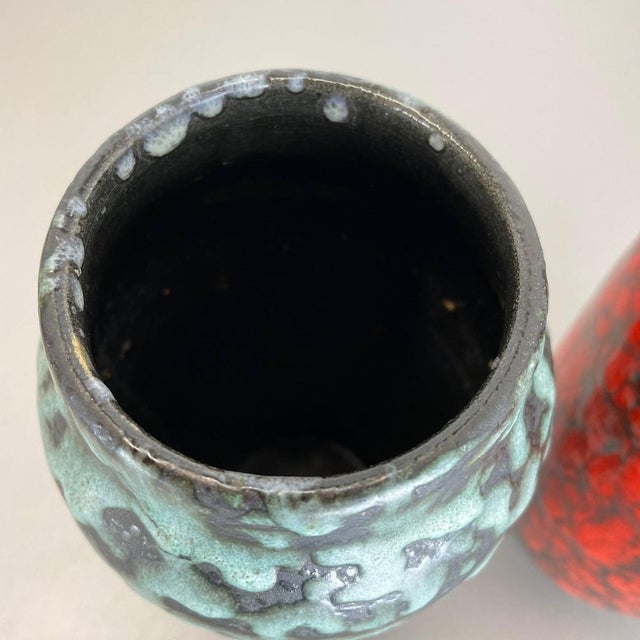 Super Color Crusty Fat Lava Vases attributed to Scheurich, Germany, 1970s, Set of 2 For Sale - Image 15 of 18