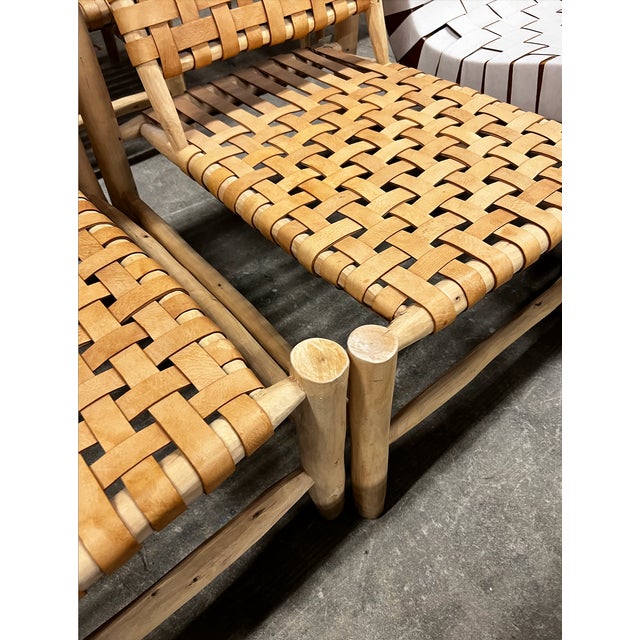 Moroccan Leather Woven Moroccan Chair For Sale - Image 3 of 3