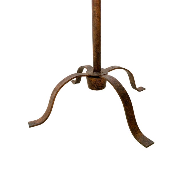 Pair of Hand-Forged Metal and Glass Tray Table Floor Lamps For Sale In Phoenix - Image 6 of 18