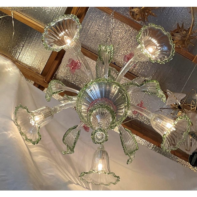 Vintage Venetian Glass Chandelier For Sale - Image 10 of 16