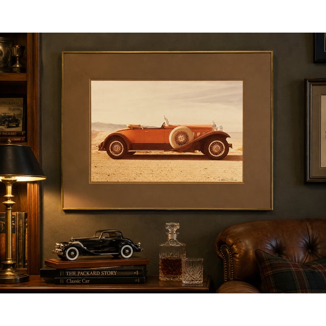 Large-scale vintage automotive photograph by noted photographer William Plante, depicting a magnificent 1930 Packard...