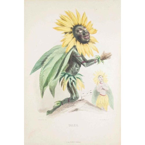 J. J. Grandville, Soleil, Les Fleurs Animées Vol. I, 1847, Lithograph For Sale